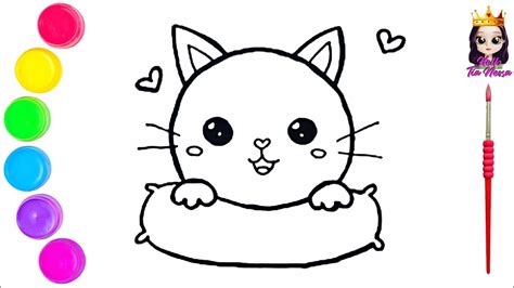 Como Desenhar Um Gatinho Fofo Desenhos Kawaii Desenho De Pintar