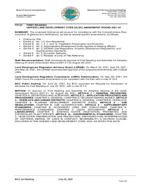 Fillable Online First Reading Unified Land Development Code Uldc