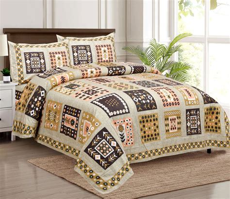 Buy Jaipuri Box Print Pure Cotton King Size Double Bedsheet With Pillow