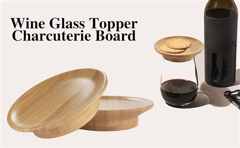 Tkxox Wine Glass Topper Charcuterie Board Bamboo Wine Glass Topper For Bottle Wine