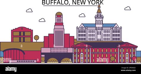 United States New York Buffalo Tourism Landmarks Vector City Travel