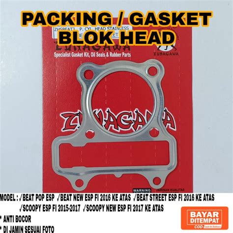 Paking Gasket Packing Blok Head Atas Beat Pop Scoopy Esp New Fi