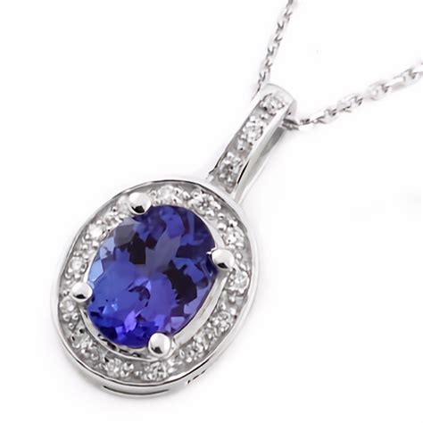 1.30ct Oval Tanzanite Diamond Pendant Necklace 14k Gold