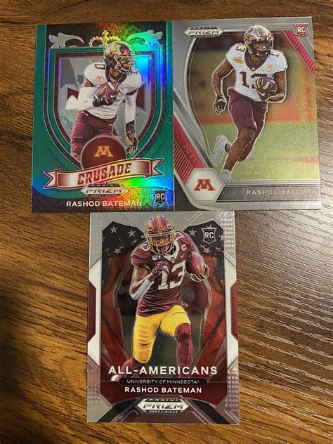 Lot Of 3 2021 Prizm Draft Picks Rookie Rashod Bateman Crusade Green