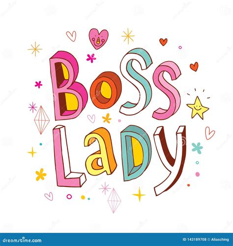 Boss Lady Hand Written Lettering Phrase Black Color Text Vector