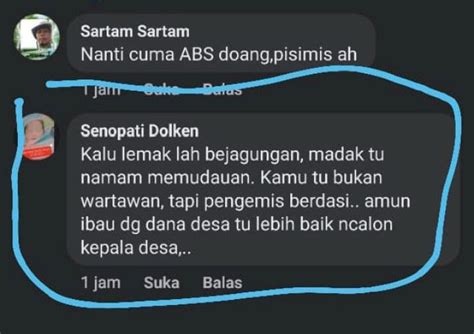 Tulis Wartawan Pengemis Berdasi Dikolom Komentar Pemilik Akun Facebook