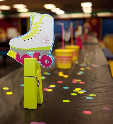 Neon Roller Skate Printable Birthday Party Paper And Cake Roller