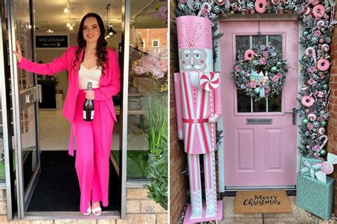 We Hate Our Neighbours Pink Door With Over The Top Christmas