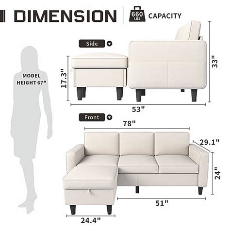 Youmumeub Convertible Sectional Sofa Couch L Shaped Couch Seat Sofa