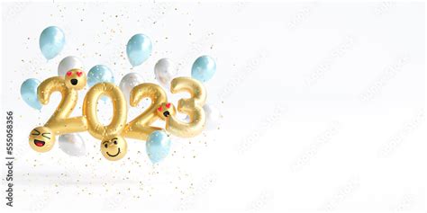 2023 with balloons. 3d rendering Stock Illustration | Adobe Stock