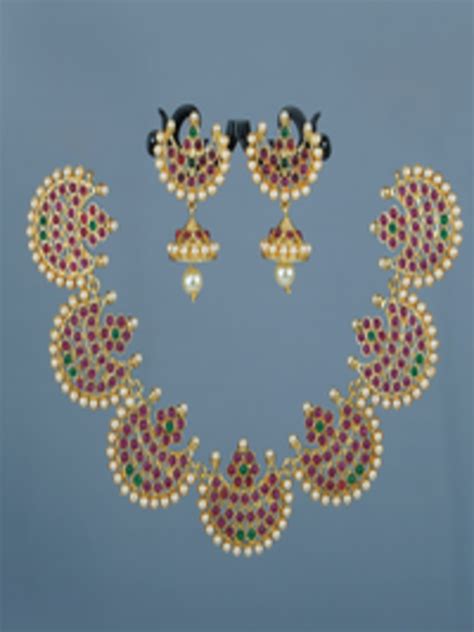 Buy Diksha Collection Gold Plated Stone Studded Beaded Matte Finish