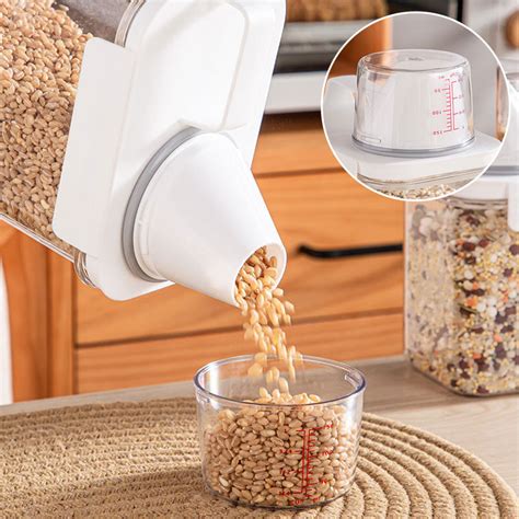 Cereal Dispenser Easy Flow Storage Jar Plastic Grocery Container Flewsail