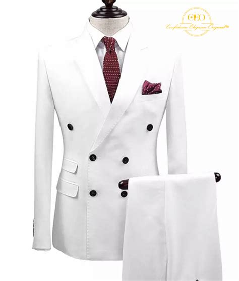 Piece White Double Breasted Suit Mr Ceo Collections