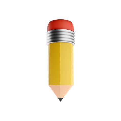 Pencil 3D render model isolated white background.3d render pencil icon ...