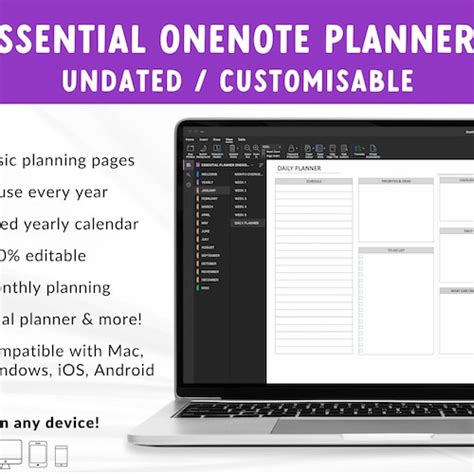 Onenote Template Onenote Digital Planner Task List Etsy Ireland