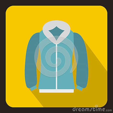 Blue Mens Winter Jacket Icon Flat Style Stock Vector Illustration Of