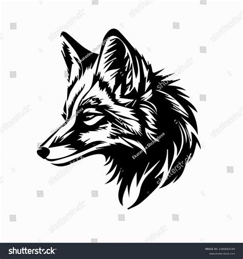 Fox Head Black Silhouette On White Stock Vector Royalty Free