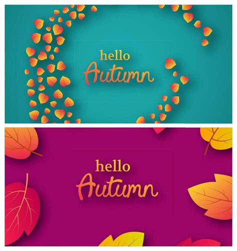 Set of two backgrounds with autumn leaves and place for your text ...