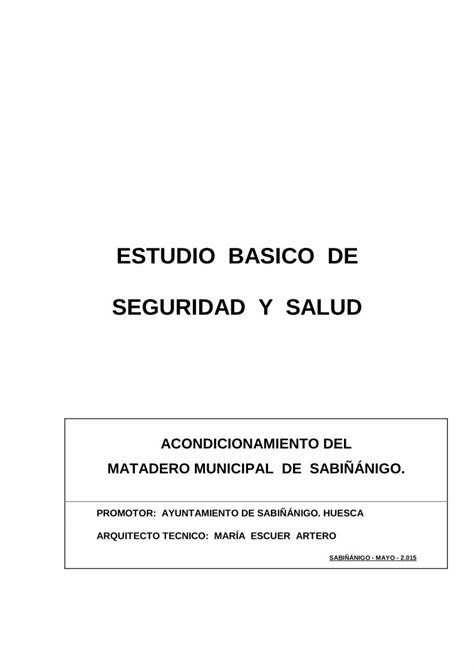 Pdf Estudio Basico De Seguridad Y Salud Sabinanigo Es El Presente