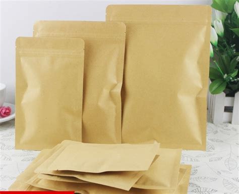 Sealable Bags Brown Kraft Paper Bag Stand Up Zipper Resealable Stand