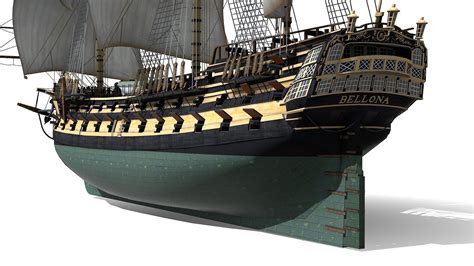 3D Model HMS Bellona 1760 3rd Rate VR AR Low Poly CGTrader