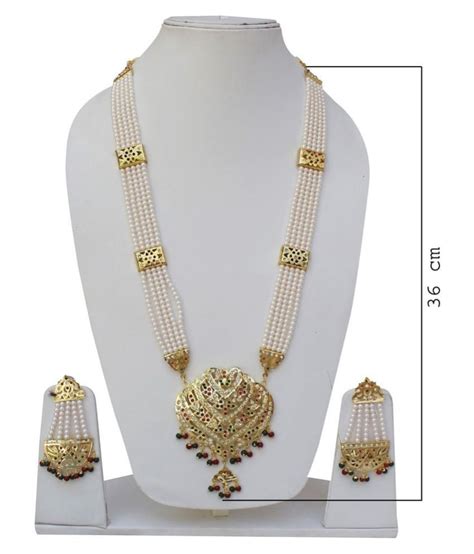 Lucky Jewellery Alloy Multi Color Traditional Gold Plated Necklaces Set