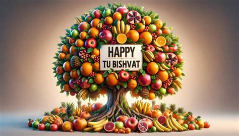 Premium AI Image | Happy tu bishvat background with tree full of fruits