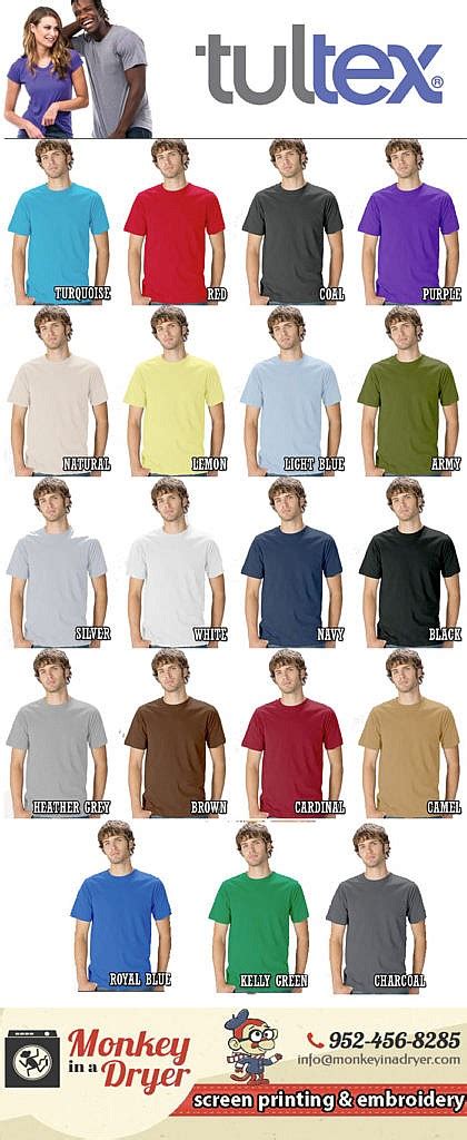 Tultex Swatch Color Chart Custom T Shirts From Monkey In A Dryer A