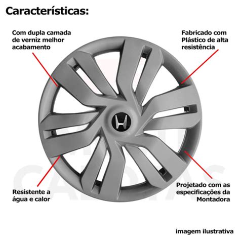 Kit Calota Honda Fit City Civic Aro Grafite Ar Em Promo O