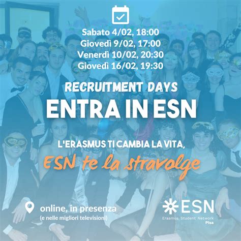 Recruitment Days First Semester Esn Pisa