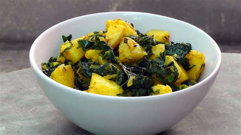 Indian Potatoes With Spinach Aloo Palak Vegan Vegetarian Recipe