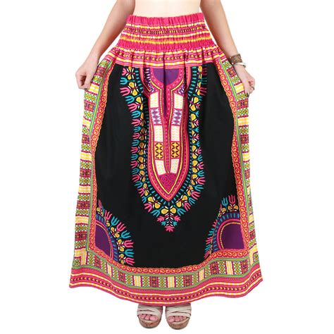 Black And Pink Colorful African Dashiki Skirt Dashikikiss