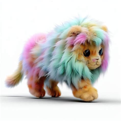 Premium AI Image | A colorful lion with a fluffy mane and purple, blue ...