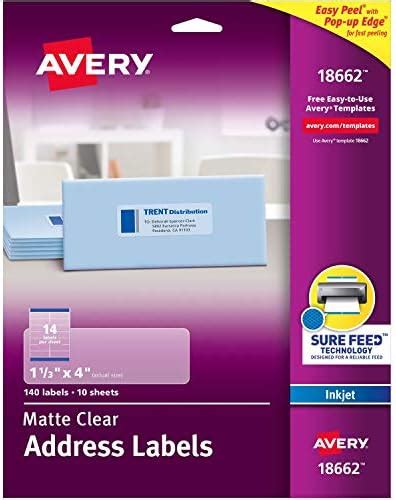 Amazon Avery Matte Clear Easy Peel Return Address Labels