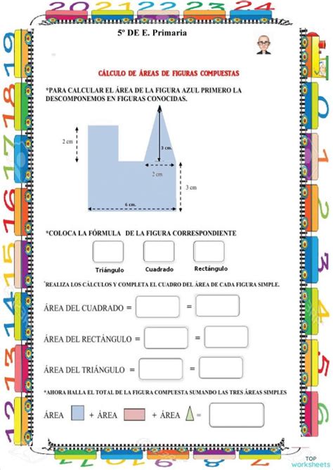 Áreas De Figuras Compuestas Ficha Interactiva Topworksheets