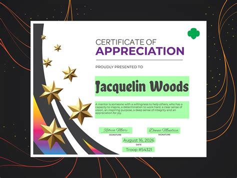 Girl Scout Certificate Of Appreciation Printable Pdf Template Etsy