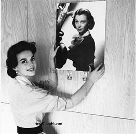 Natalie With A Photo Of Actress Vivien Leigh Blackandwhite Natalie