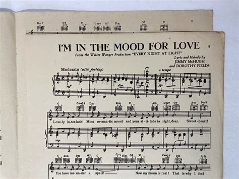 I M In The Mood For Love Sheet Music 1935 Every Night At Eight Robbins Series Ebay