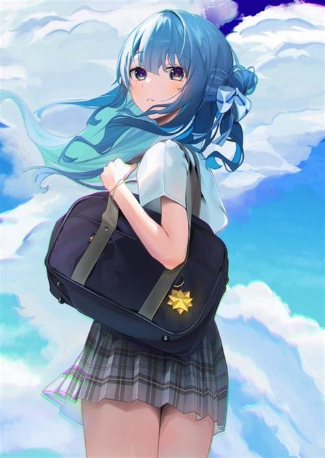 Anime Girls Fan Art Blue Hair Hololive Solo Hoshimachi Suisei Hd