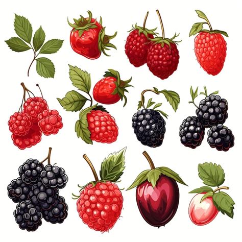 Premium Vector Berry Vector Set On White Background