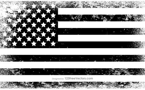 Distressed American Flag Decal Black And White