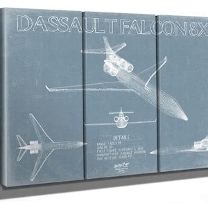 Dassault Falcon 8X Blueprint Wall Art Original Fighter Plane Print Etsy