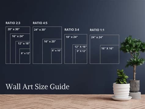 Wall Art Size Guide Wall Size Comparison Chart Print Size Etsy