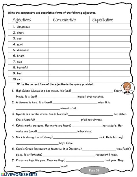 Comparative Superlative Adjectives Interactive Worksheet Adjective Worksheet 2nd Grade