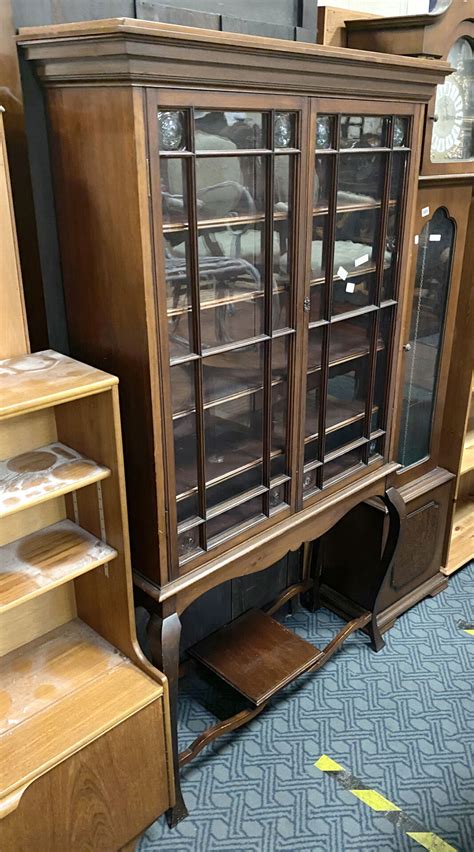 TALL EDWARDIAN GLAZED CHINA CABINET Southgate Auction Rooms