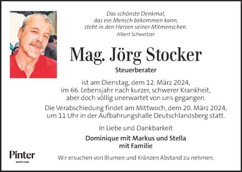 Traueranzeigen Von J Rg Stocker Trauer Kleinezeitung At