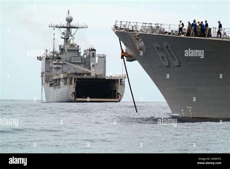 Us Navy The Amphibious Dock Landing Ship Uss Harpers Ferry Lsd 49 And The Guided Missile