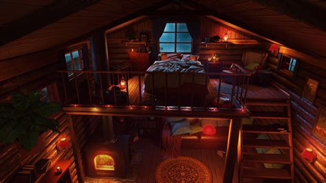 Cozy Cabin At Night With Rain Sounds And Crackling Fireplace For Sleep