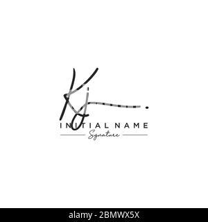 Kj Initial Letter Handwriting Logo Hand Drawn Template Vector Logo For