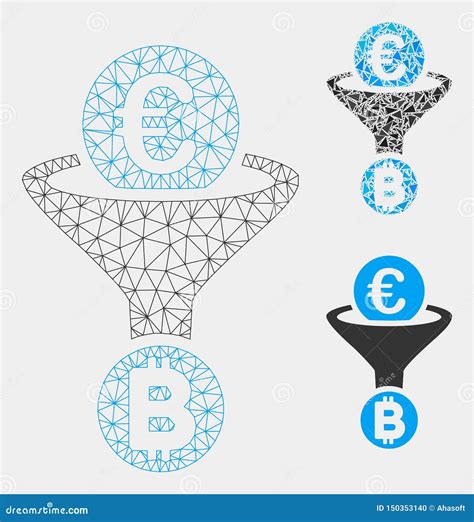 Euro Bitcoin Umwandlungs Trichter Vektor Maschen D Modell Und Dreieck